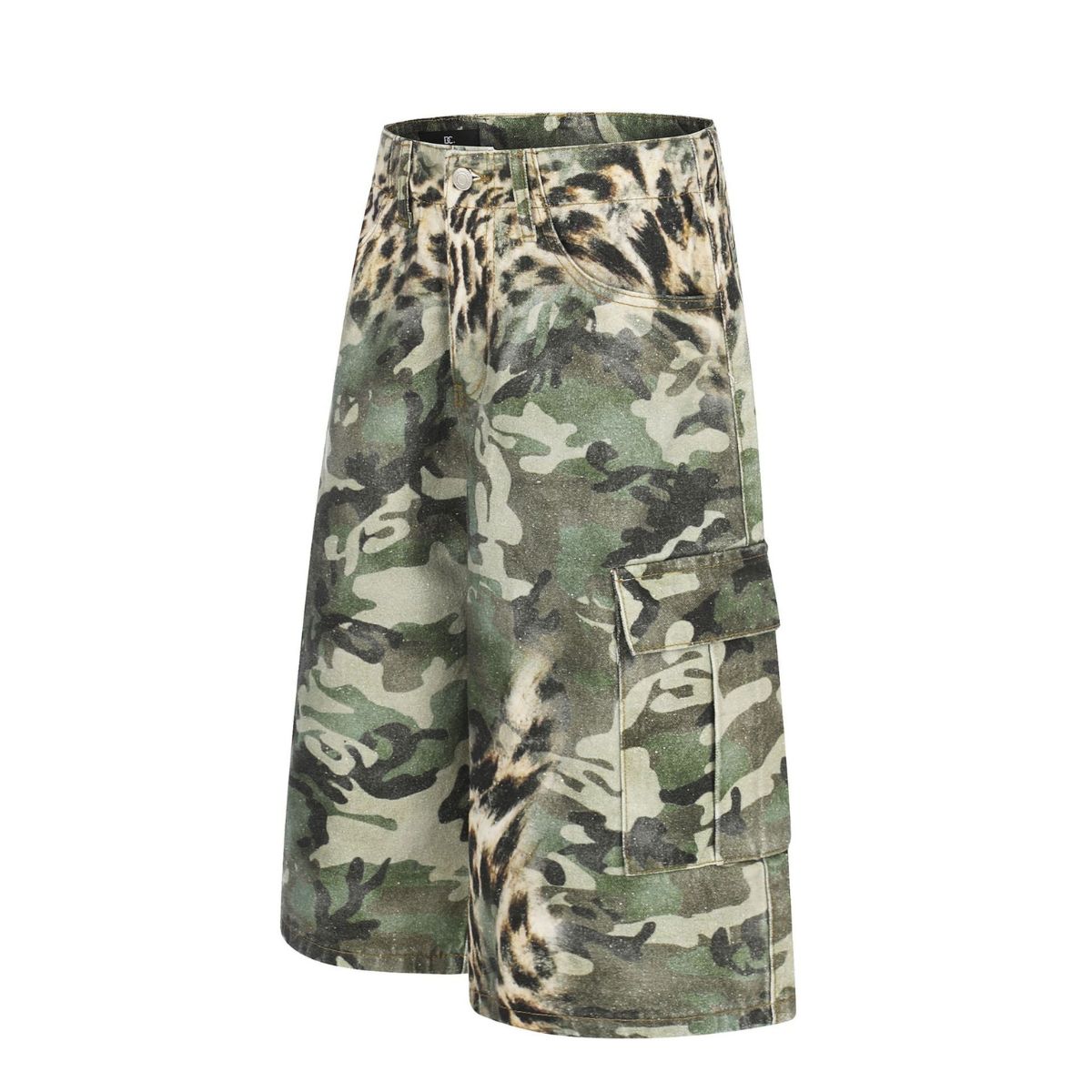 Camo Leopard Print Multi-Pocket Cargo Bermuda Shorts