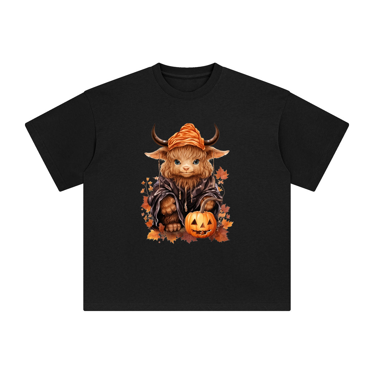 Halloween Highland Cow Graphic Tee-INNBLAC Fashion Apparel