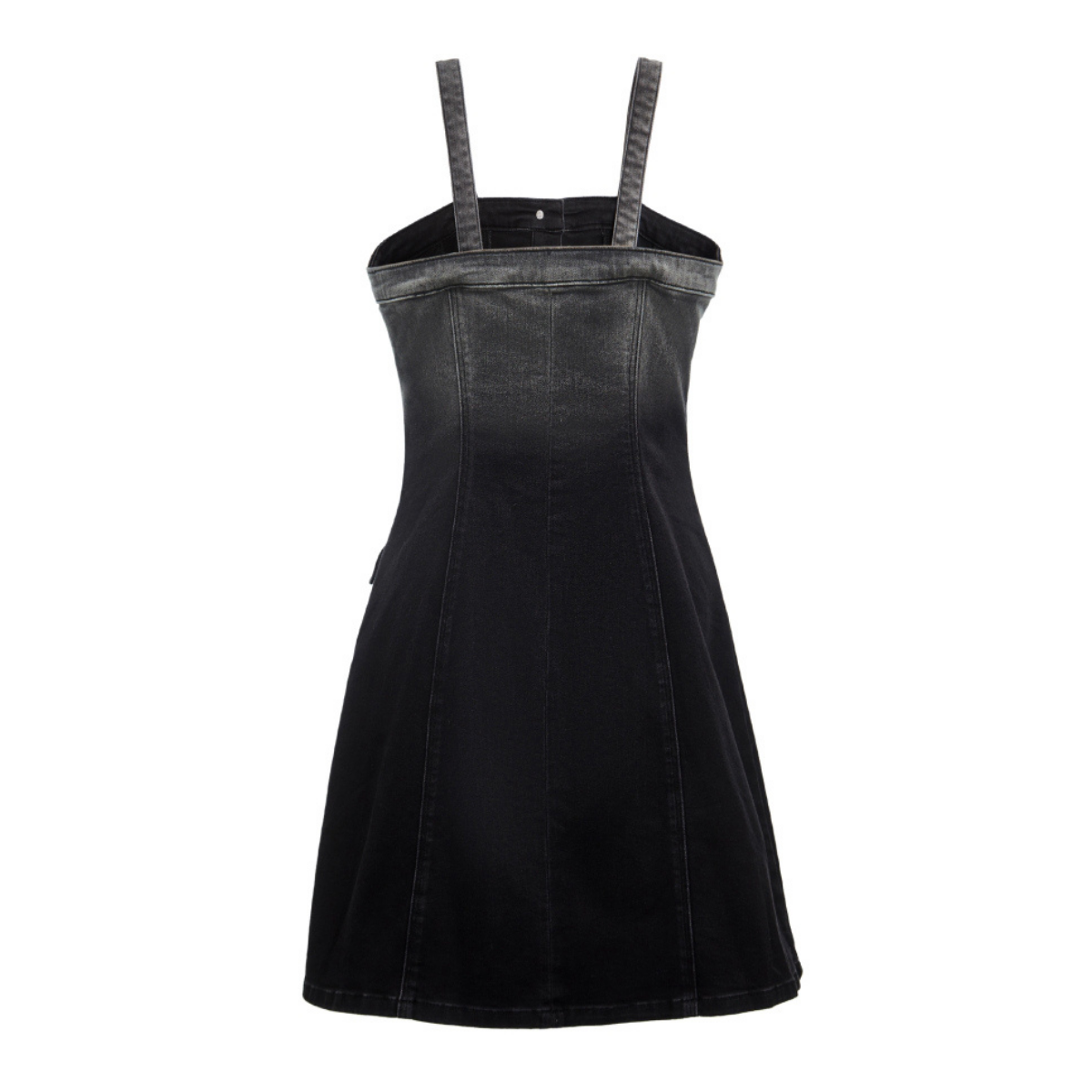 Washed Denim Button-Front Mini Dress