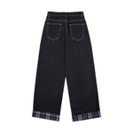 Contrast Stitch Black Wide-Leg Jeans