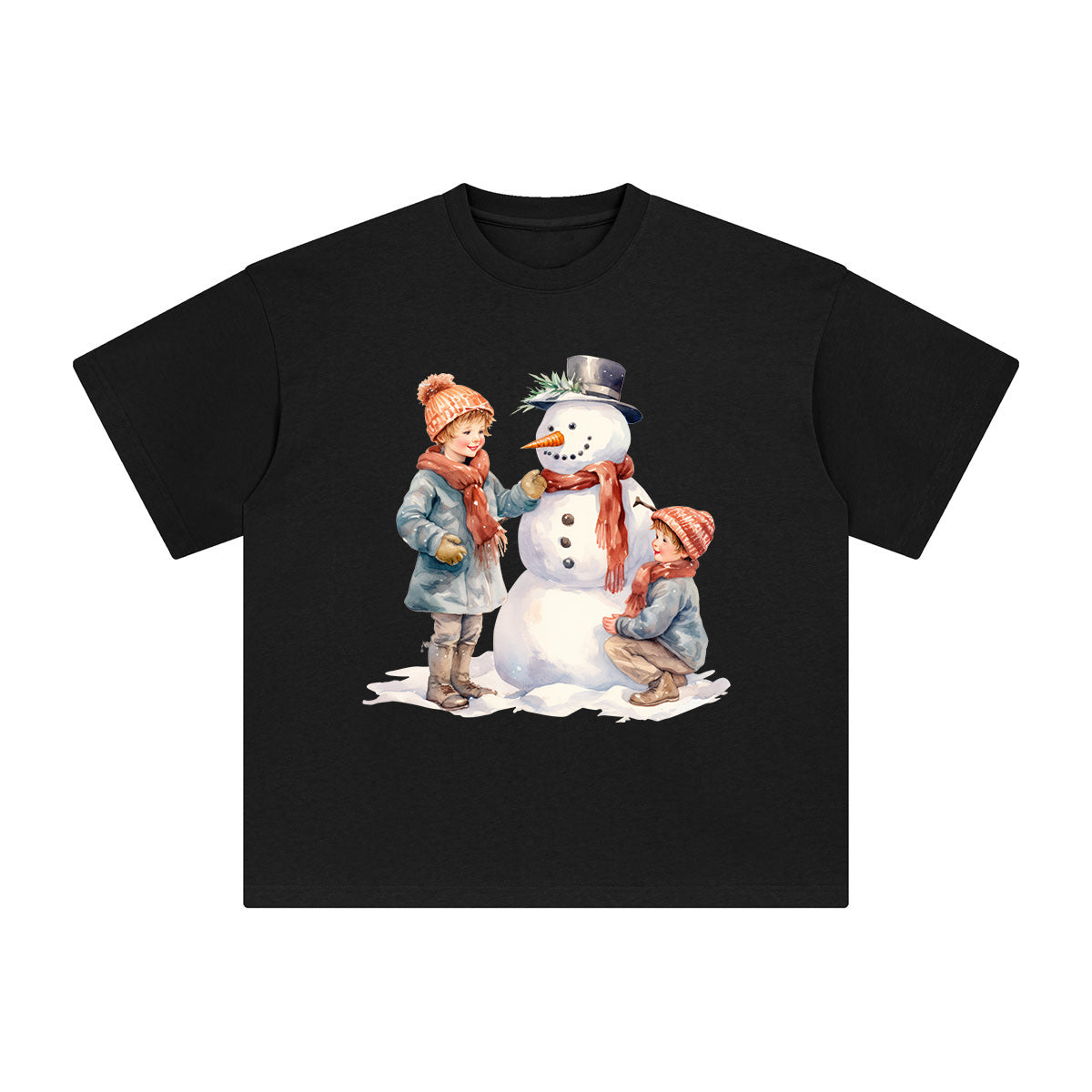 Snowman And Kids Graphic Tee-INNBLAC Fashion Apparel