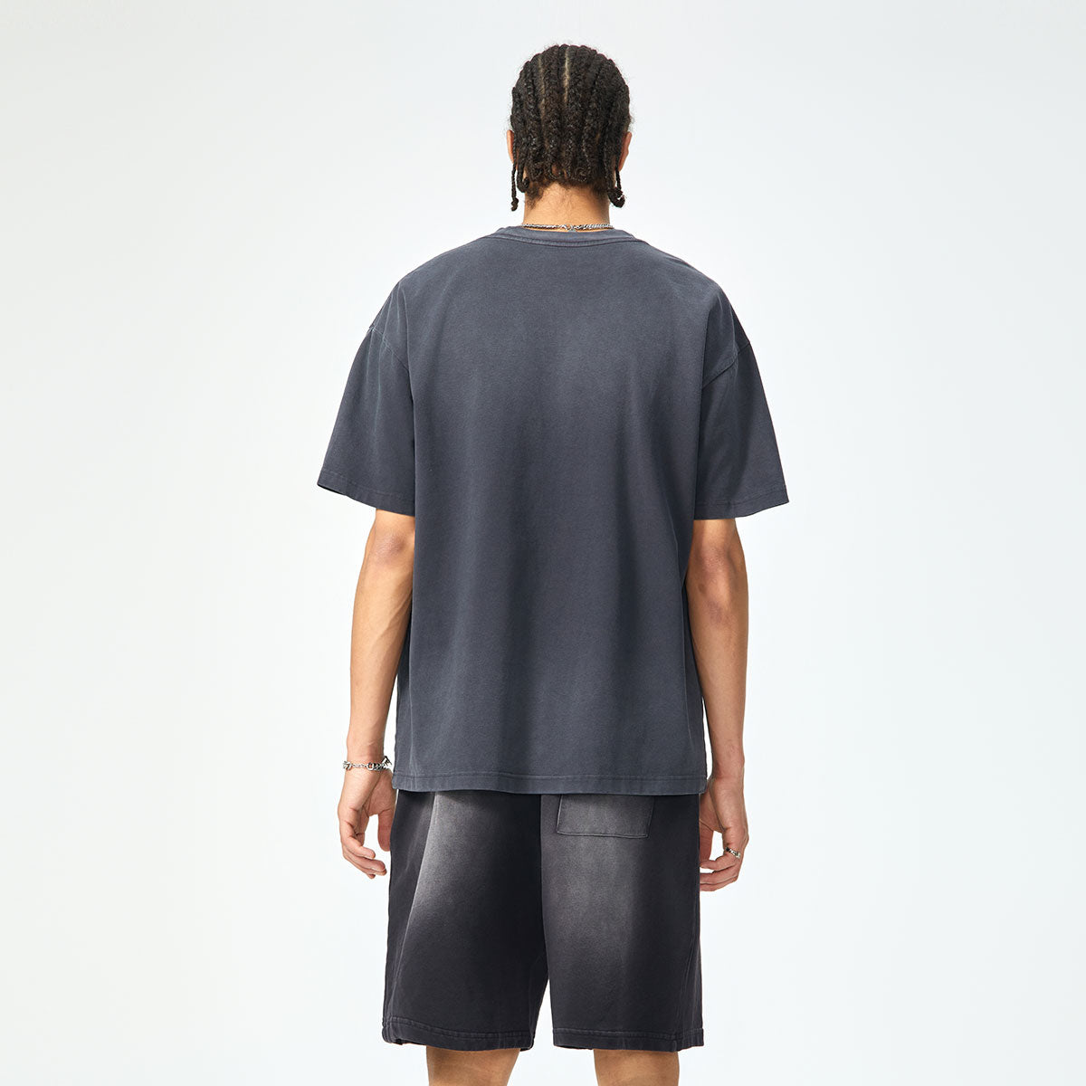 Camiseta holgada lavada y descolorida de peso pesado de 9 oz