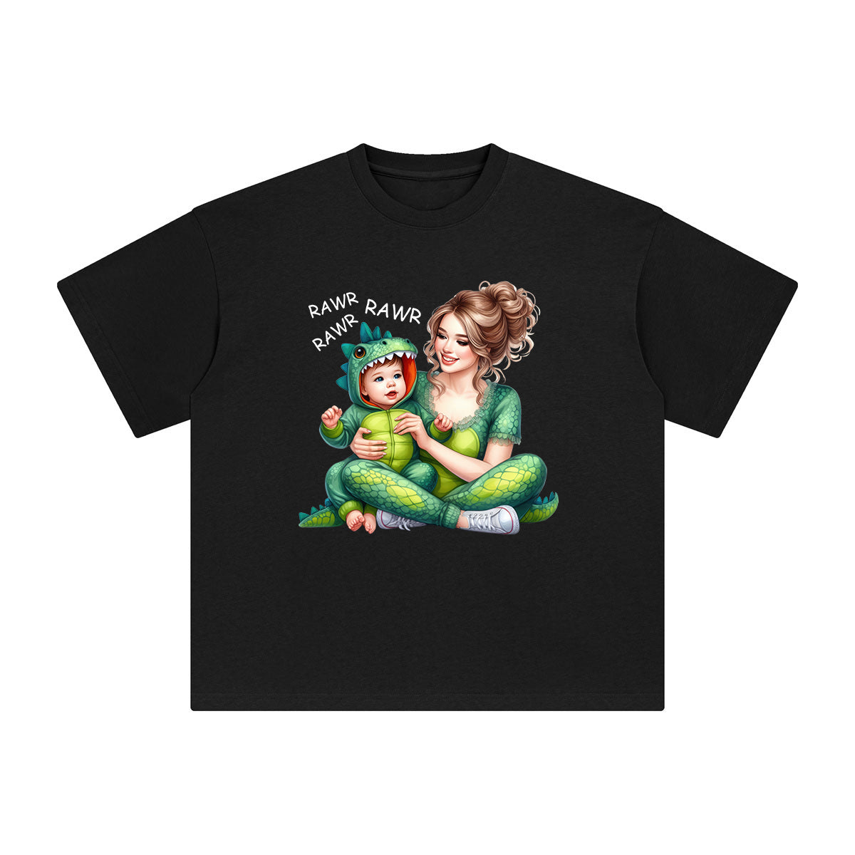 Dinosaur Mother & Baby Graphic Tee-INNBLAC Fashion Apparel