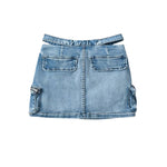 Cross Belt Cargo Denim Mini Skort