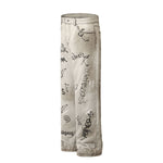 Graffiti Print Washed Wide-Leg Jeans