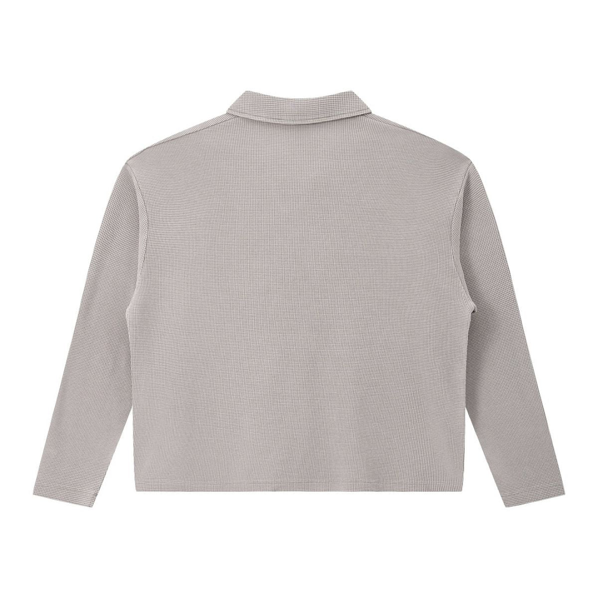 Waffle Knit Seagull Collar Drop‑Shoulder Loose Long Sleeve Top