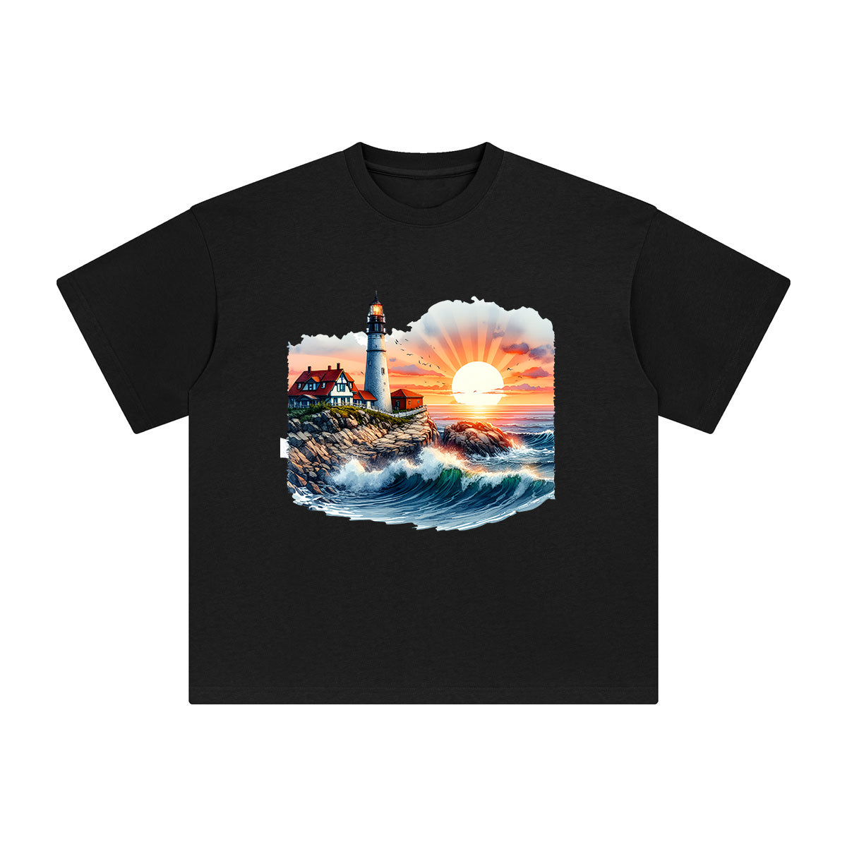 Summer Sunrise & Waves Graphic Tee-INNBLAC Fashion Apparel