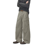 Deconstructed Curved Wide‑Leg Cargo Pants