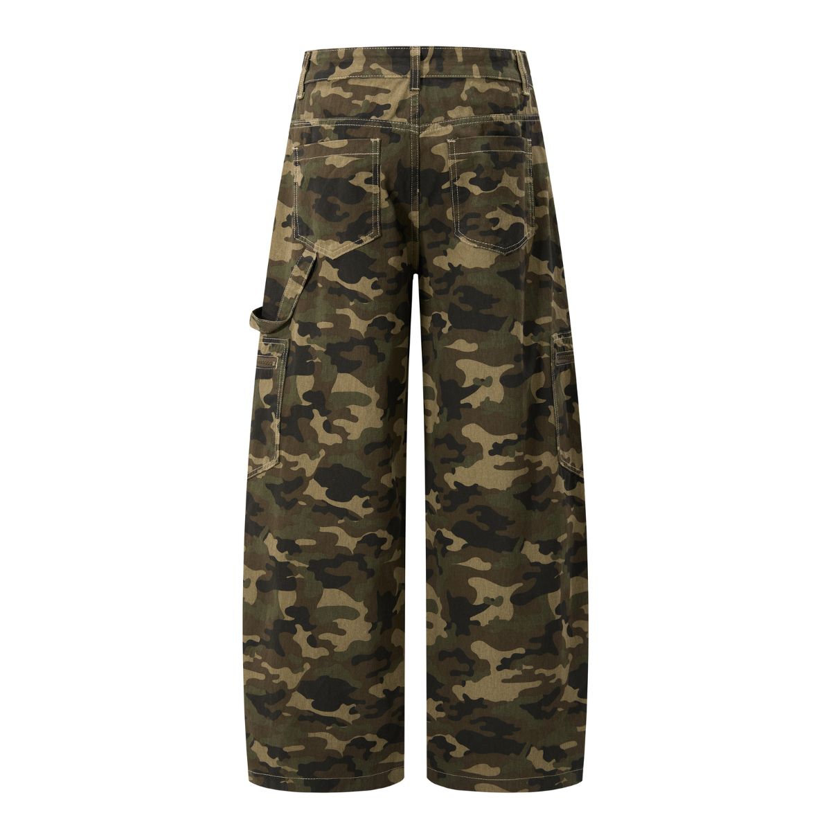 Camouflage Curved‑Blade Cargo Pants