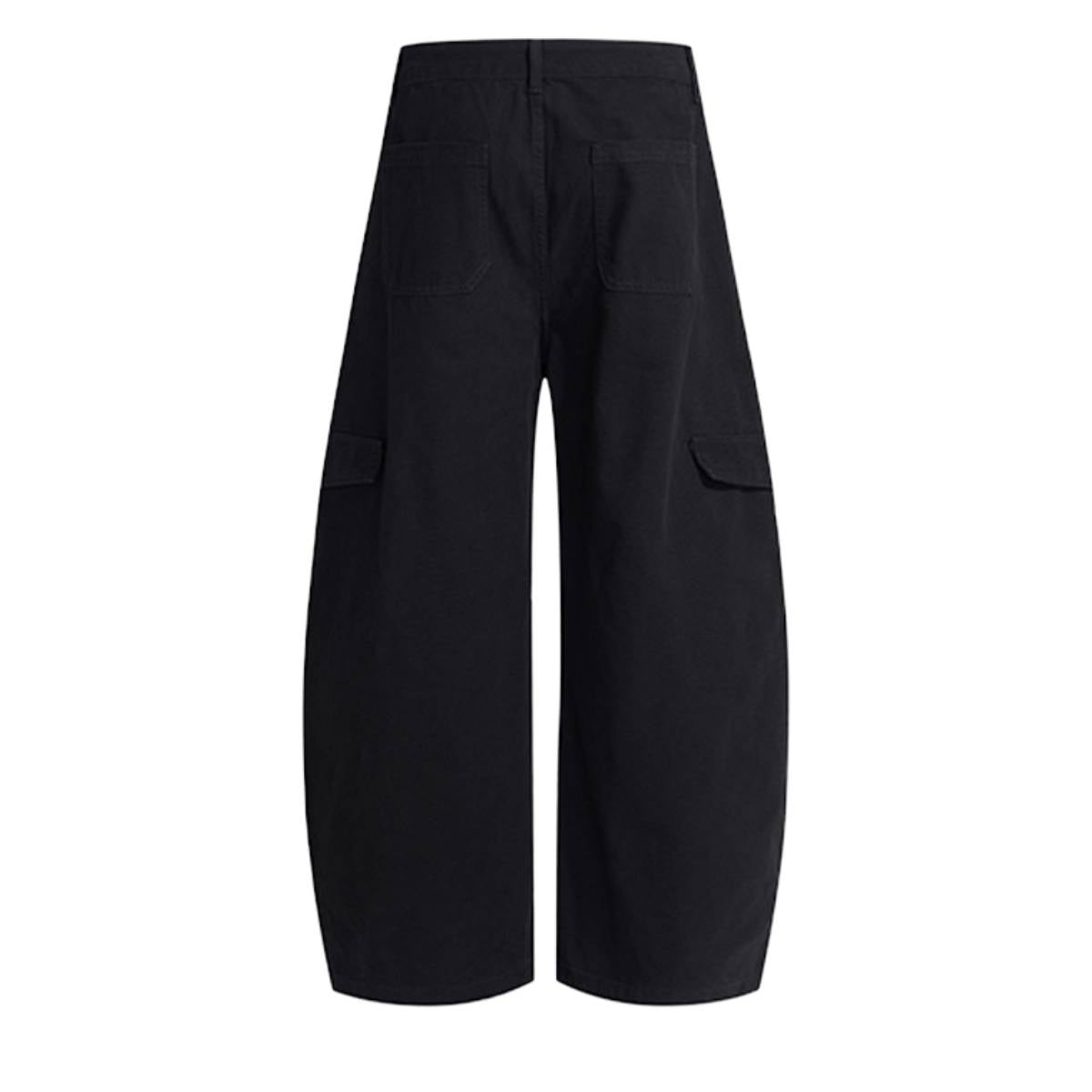 Pantalones de algodón con pierna ancha y color liso