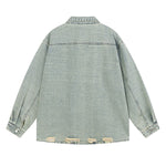 New Distressed Loose Stand Collar Denim Shirt Jacket