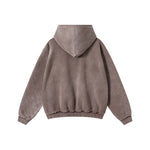 Front-Zip Raw Edge Ripped Hoodie