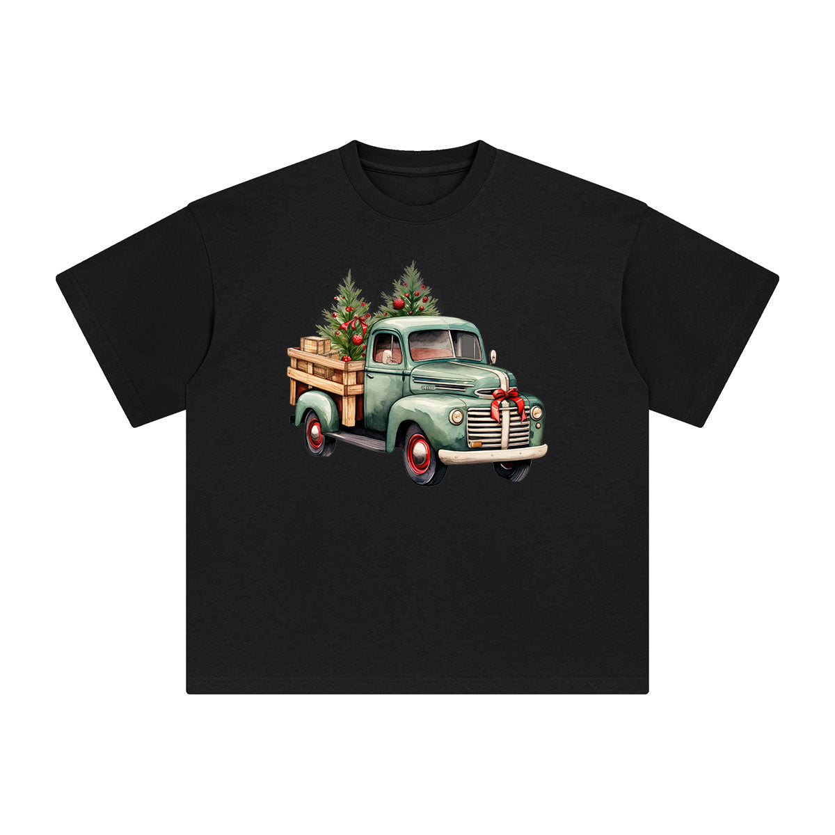 Vintage Christmas Truck Graphic Tee-INNBLAC Fashion Apparel