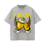 Cheers And Beers Faded Graphic Tee-INNBLAC Fashion Apparel