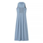 Light Blue Button-Front Denim Maxi Dress