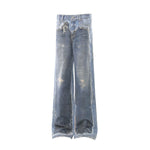 Graphic Printed Distressed Straight Leg Jeans