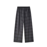 Plaid Straight Wide‑Leg Drapey Casual Pants