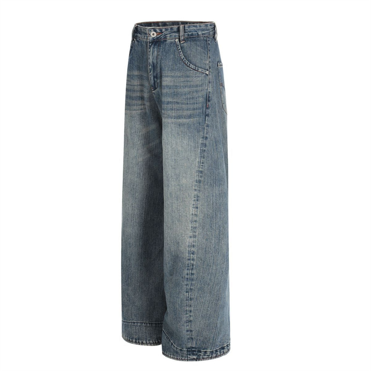 Men's Punk Vintage Washed Loose Wide-Leg Straight Jeans
