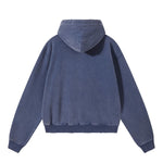 Boxy Cropped Stacked Sleeve Ripped Distressed Full Zip Hoodie