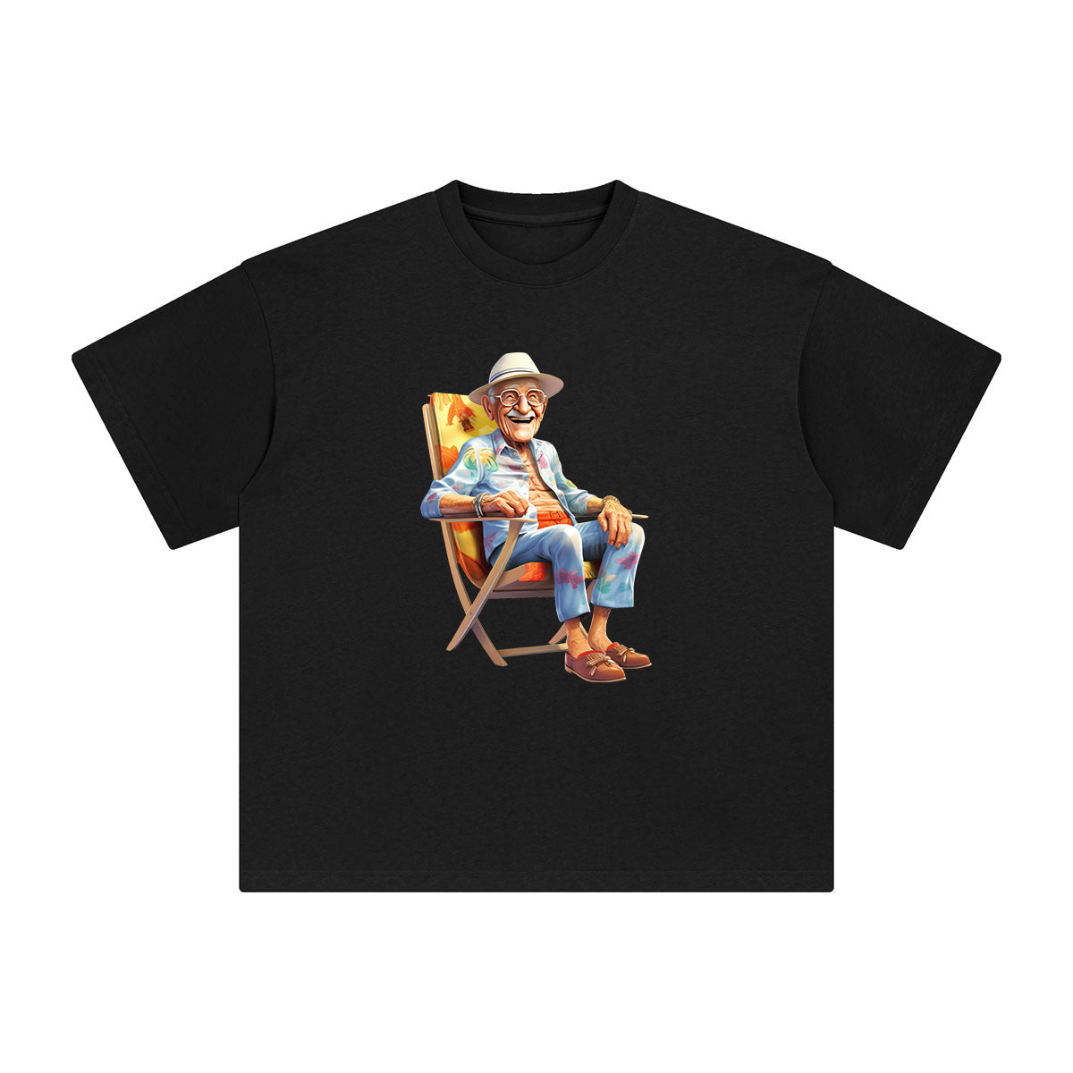 Grandpa Sitting On Beach Chair Graphic Tee-INNBLAC Fashion Apparel