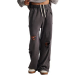 Loose Fit Washed Ripped Trousers