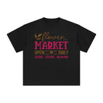 Flower Market Open Daily Seeds Stems Blooms Graphic Tee-INNBLAC Fashion Apparel