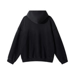 Cotton Vintage Distressed Gradient Raw‑Edge Zip Hoodie