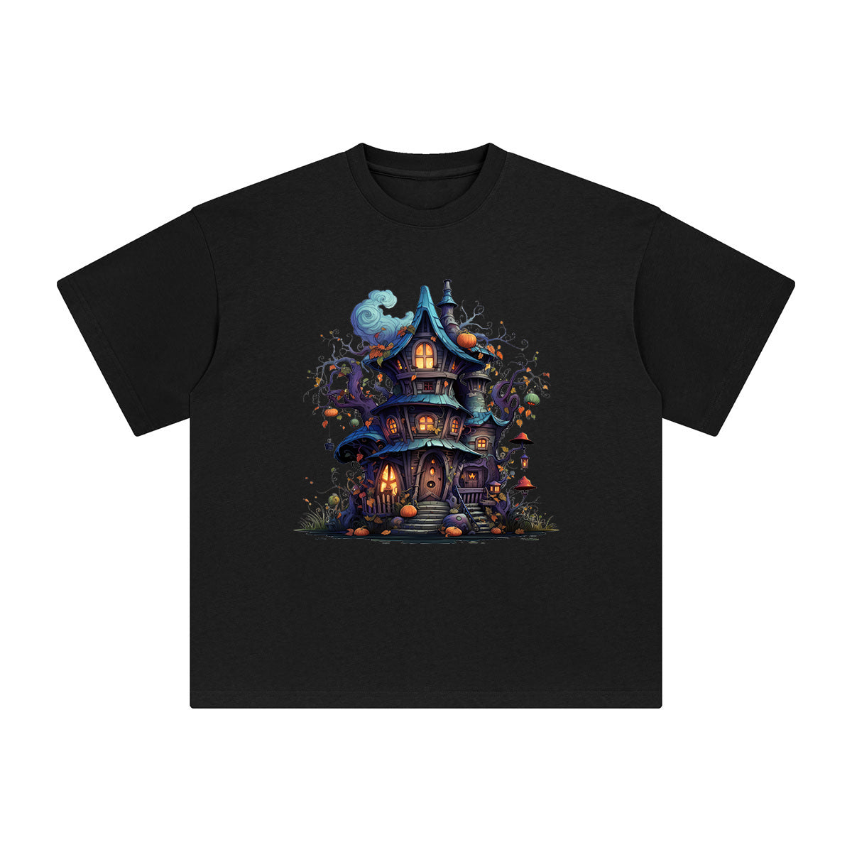 Fairy Halloween Witch House Graphic Tee-INNBLAC Fashion Apparel