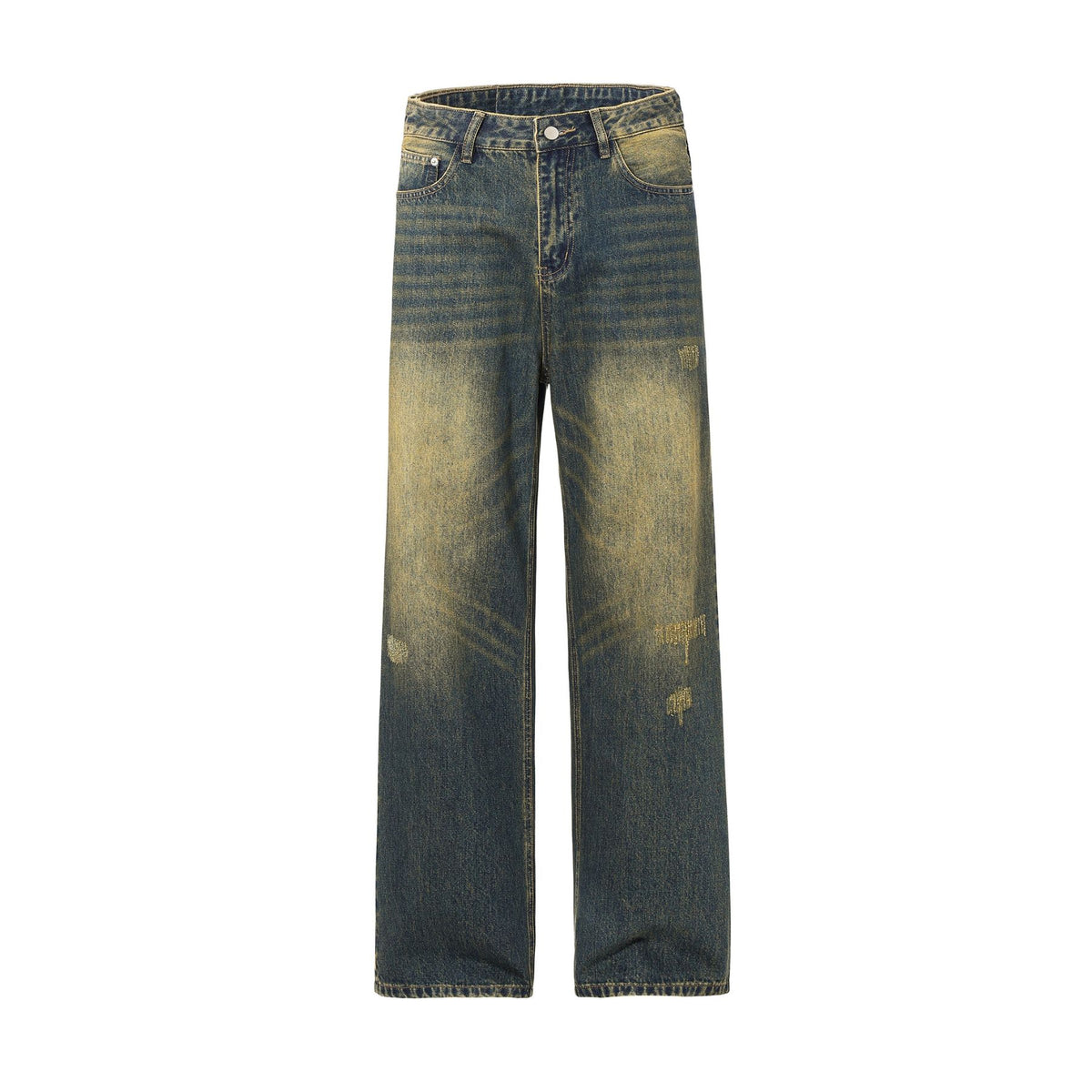 Mud Dyeing Wash Denim Ripped Jeans-INNBLAC Fashion Apparel