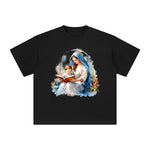 Mother Mary and Jesus Reading Book Graphic Tee-INNBLAC Fashion Apparel