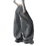 Women's Y2K Star Print Low-Rise Barrel Jeans