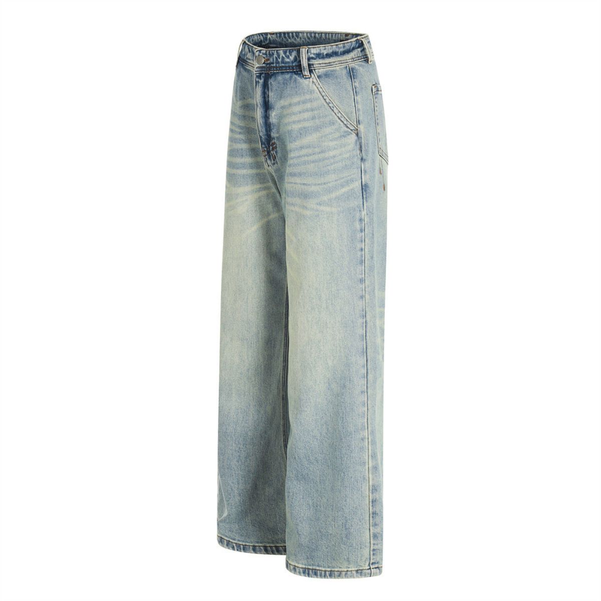 Men's Heavy-Washed Punk Loose Wide-Leg Straight Jeans