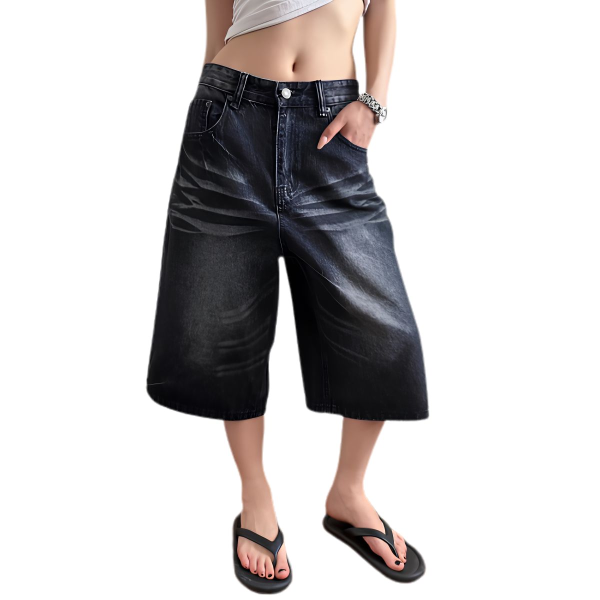 Bermudas con lavado vintage y salpicaduras de tinta