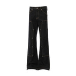 Raw Denim Metal Detail Flare Jeans