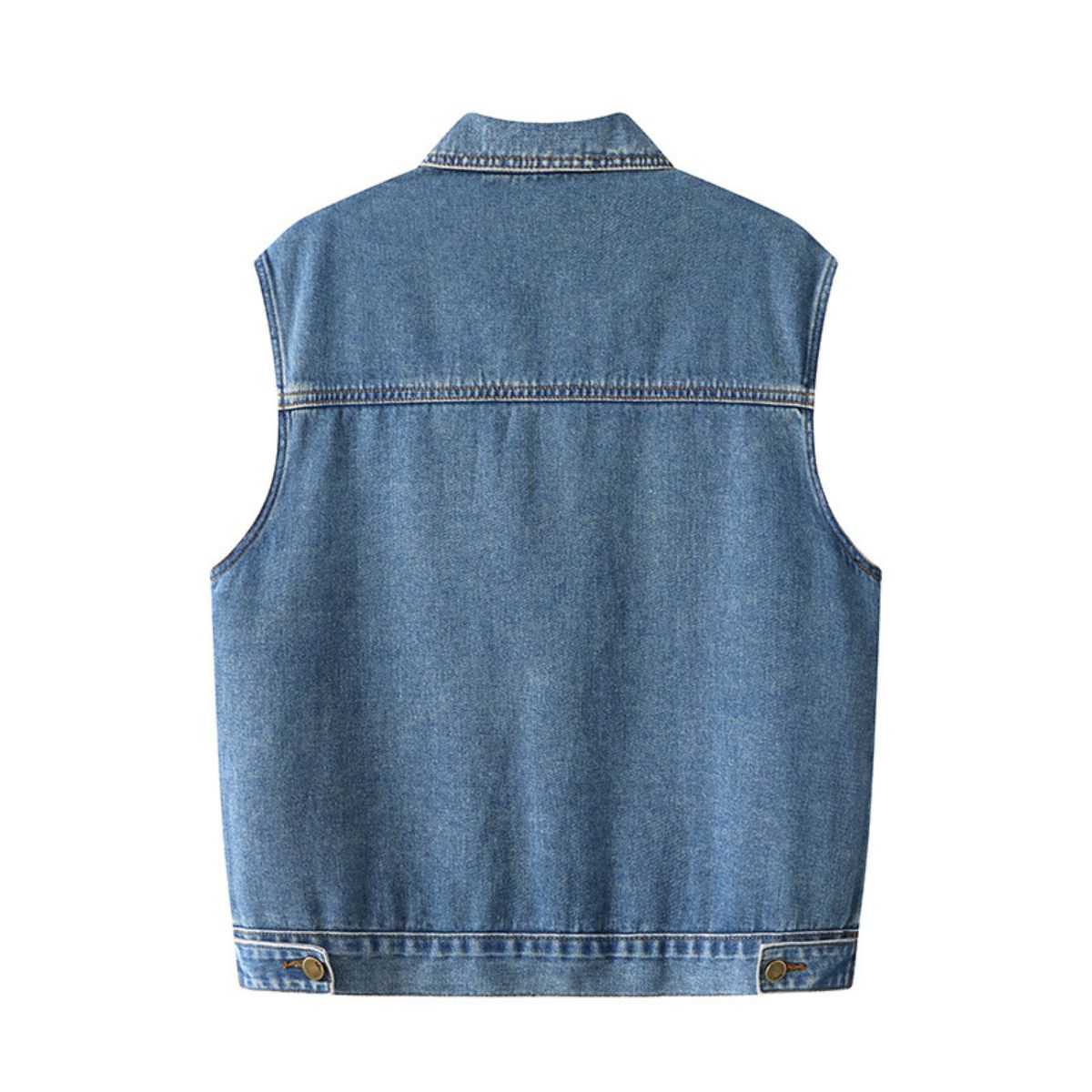 Classic Blue Sleeveless Denim Trucker Vest