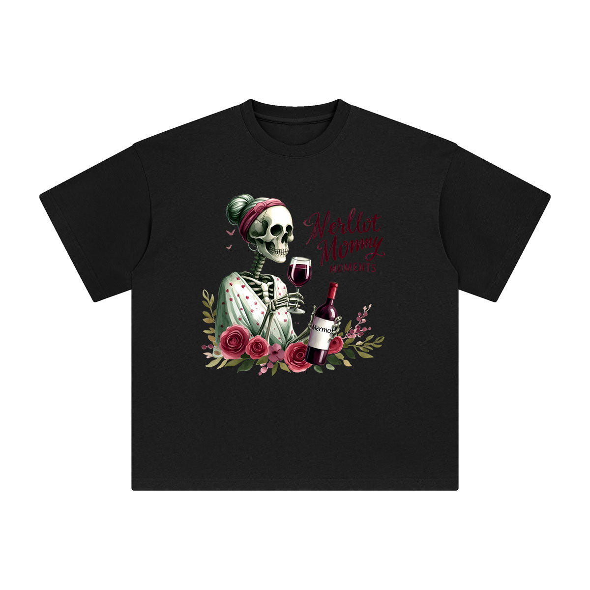 Skeleton Mom Drinking Graphic Tee-INNBLAC Fashion Apparel