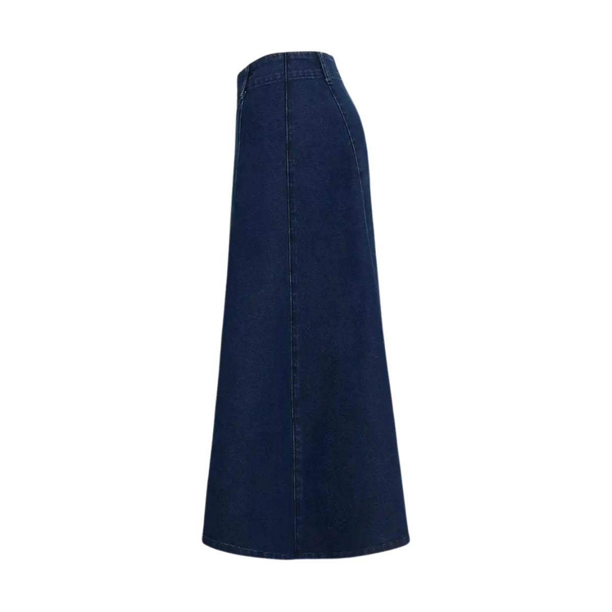 High-Waisted Flowy A-Line Long Denim Maxi Skirt