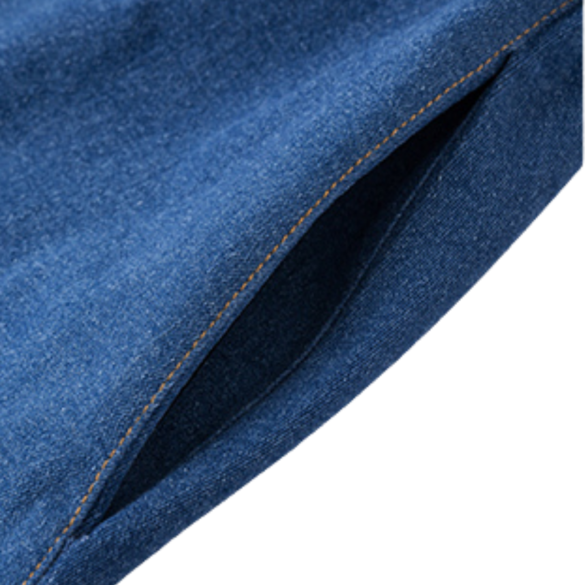 Square Neck A-Line Denim Midi Dress