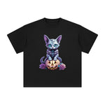 Cat & Pumpkin Graphic Tee-INNBLAC Fashion Apparel
