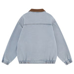 Unisex Retro Street Washed Patchwork Denim Jacket