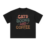 Cats Books And Coffee Graphic Tee-INNBLAC Fashion Apparel