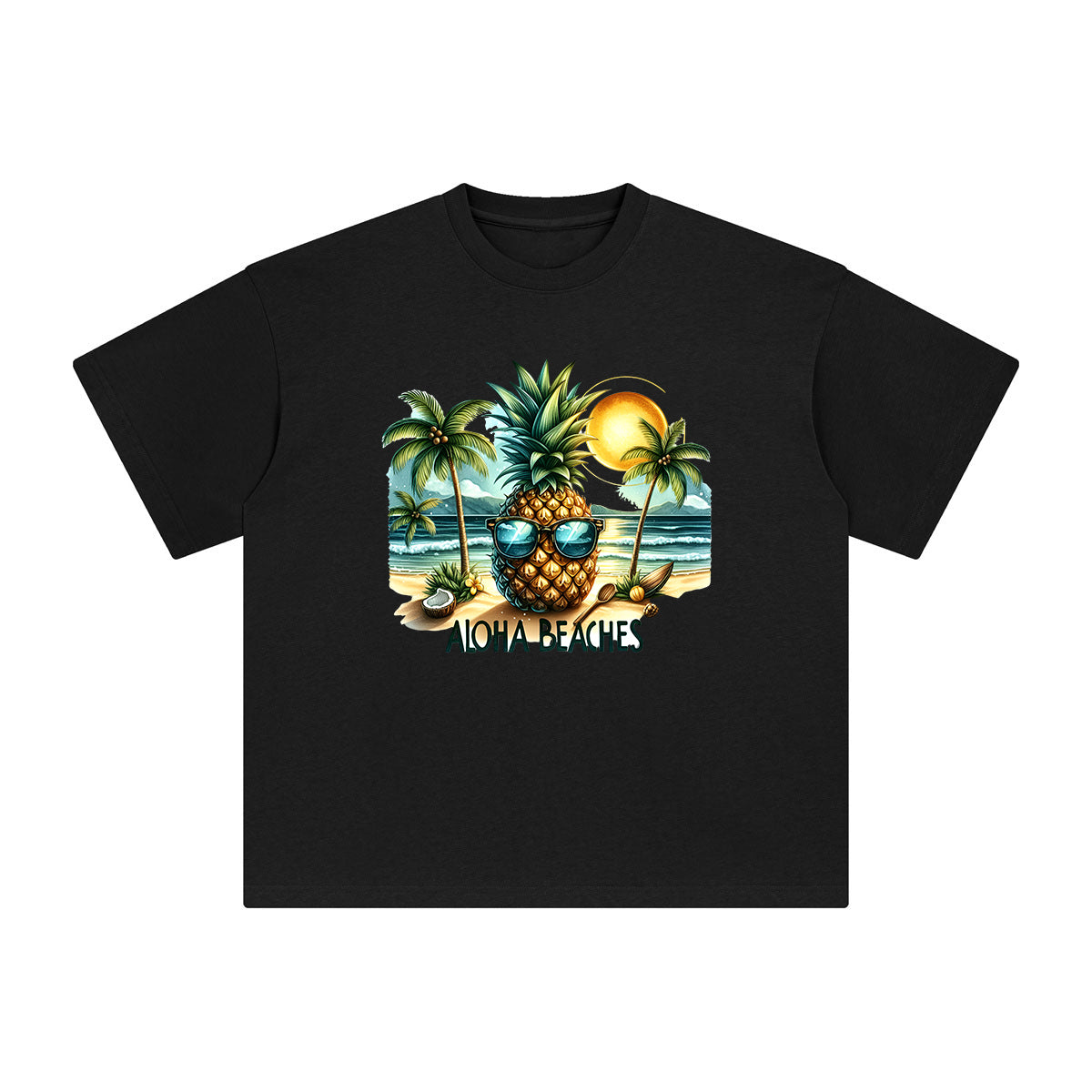 Pineapple Wearing Sunglasses Graphic Tee-INNBLAC Fashion Apparel