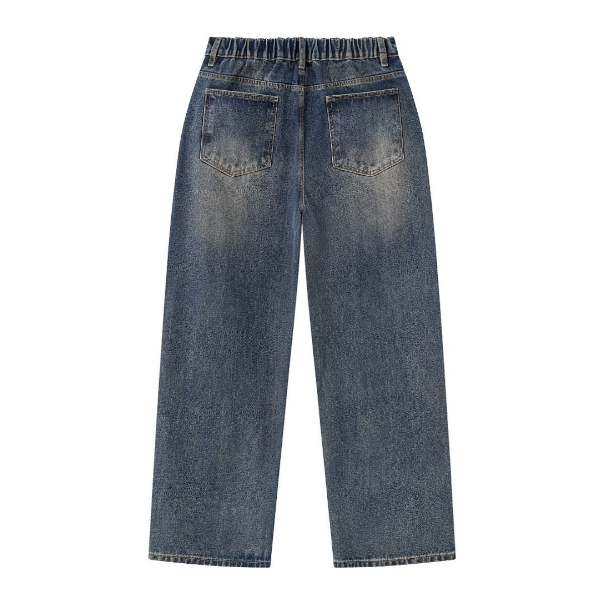 Vintage Gradient Washed Wide Leg Elastic Back Waist Jeans