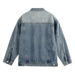 Men's Heavy Washed Distressed Retro Blue Simple Casual Denim Jacket