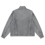 Trendy Patchwork Motorcycle Style Retro Street Washed Denim Jacket