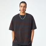 Stripe Tie-Dye Distressed Edge Tee 7.5oz
