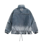 Heavyweight American Washed Distressed Denim Jacket with Flouncing