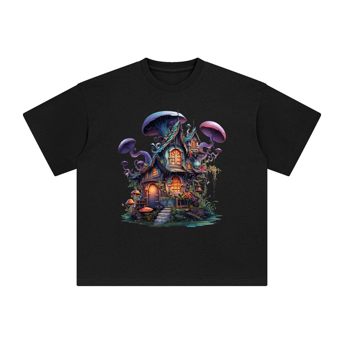 Fairy Halloween Witch House Graphic Tee-INNBLAC Fashion Apparel