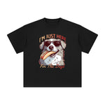 Dog Eating Hotdogs Graphic Tee-INNBLAC Fashion Apparel