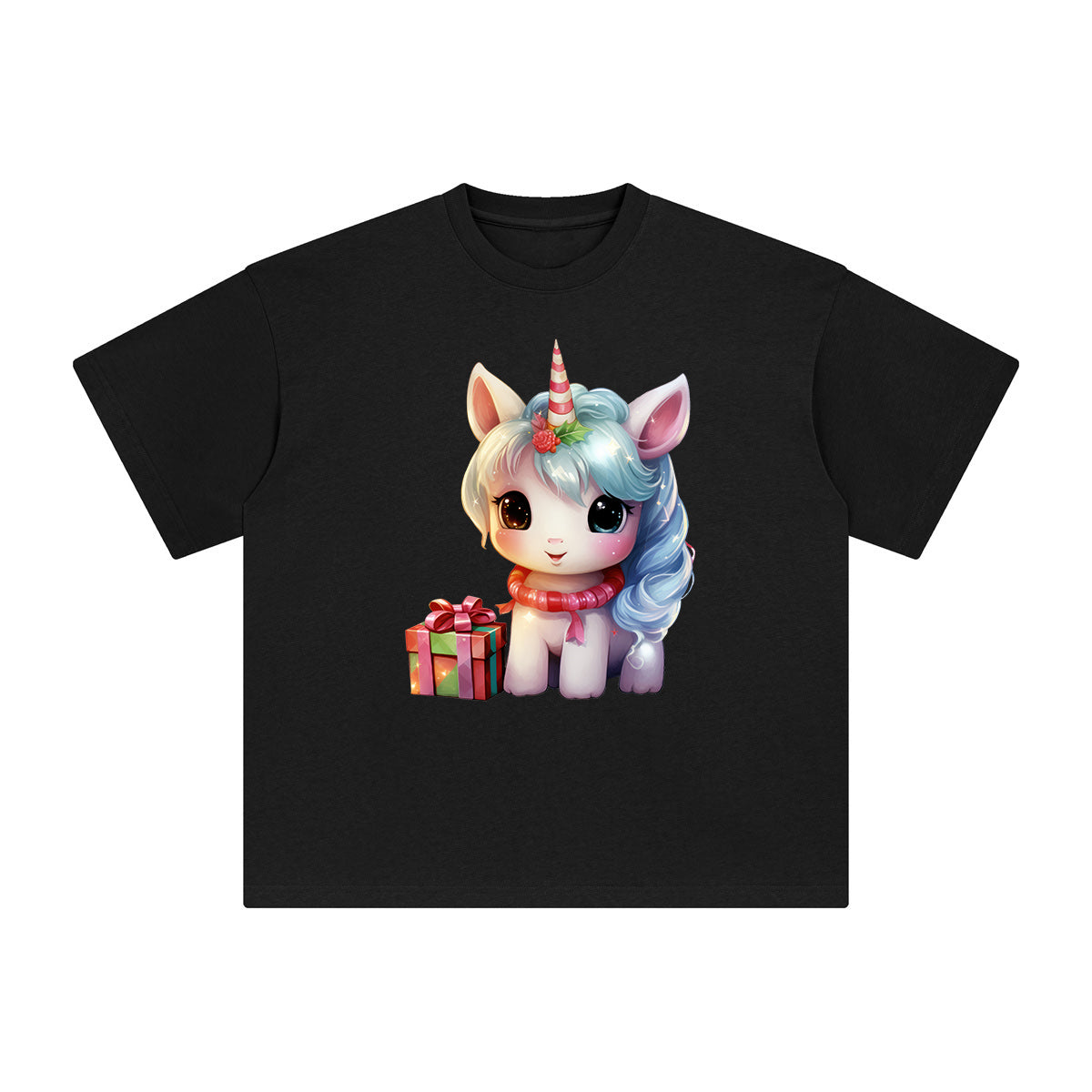Pastel Christmas Baby Unicorn Graphic Tee-INNBLAC Fashion Apparel